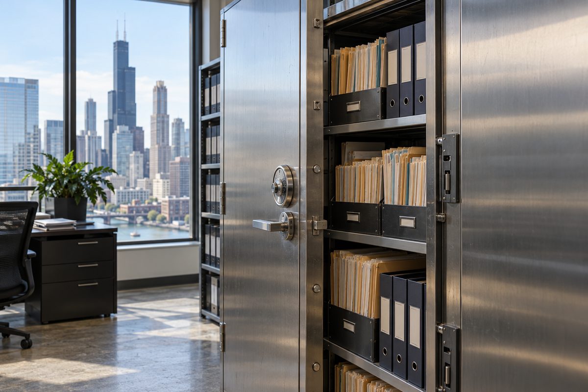 Secure locked records archive for client consent and compliance files