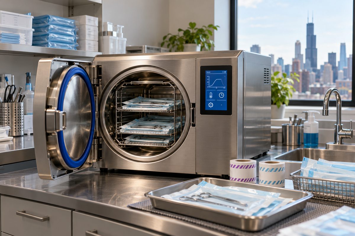 Medical-grade autoclave sterilizer with sealed sterilization pouches