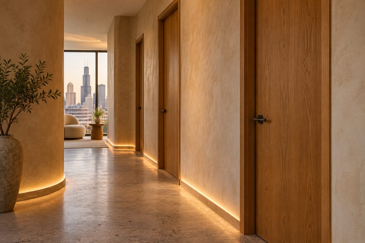 Serene hallway leading to private aesthetic procedure suites